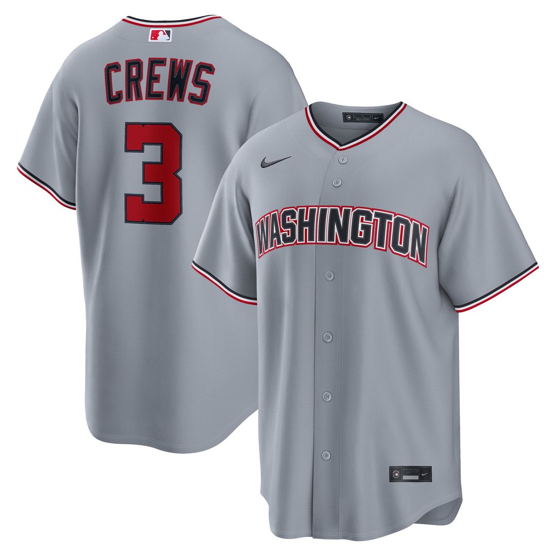Men's Washington Nationals Dylan Crews Gray Road Replica MLB Baseball Jersey - view 1