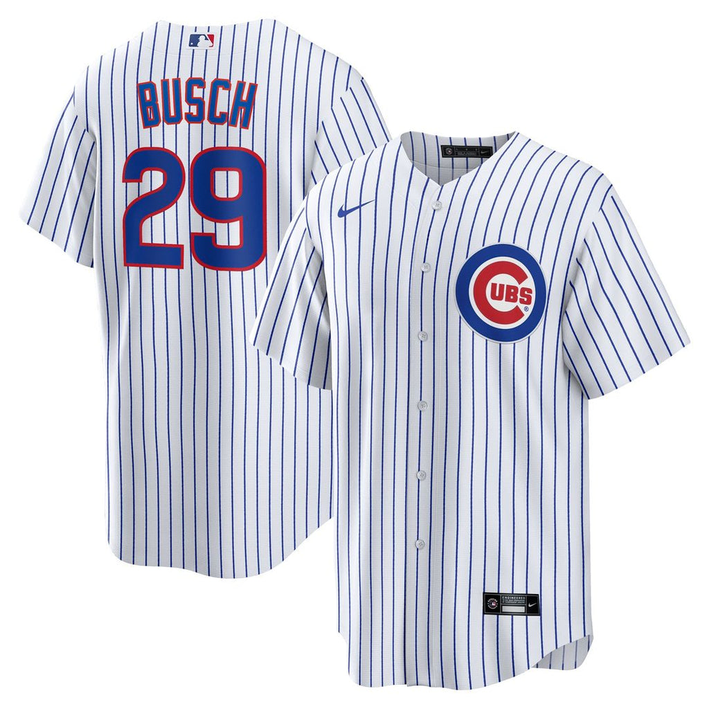 Men's Chicago Cubs Michael Busch White Home Replica MLB Baseball Jersey - view 1