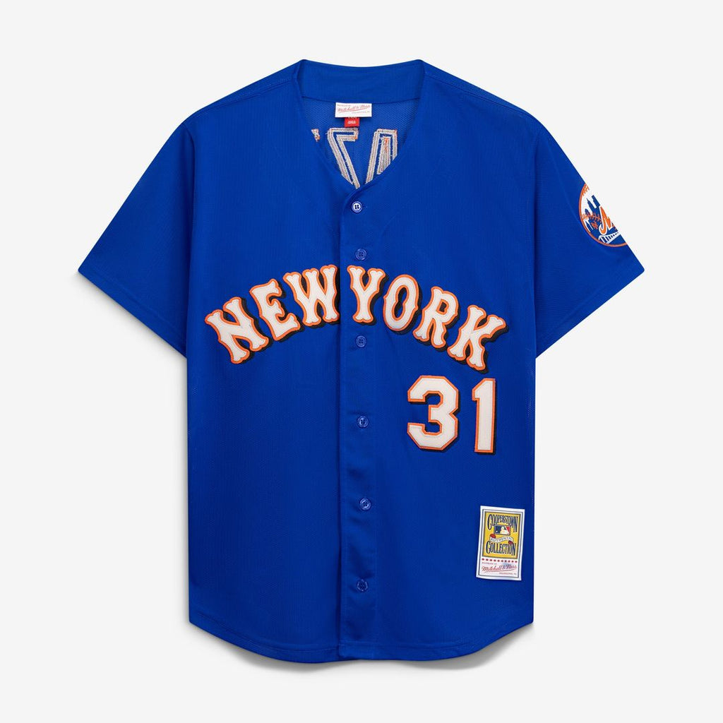 Men's New York Mets Mike Piazza Royal Cooperstown Collection Mesh Batting Practice Button-Up MLB Baseball Jersey - view 2