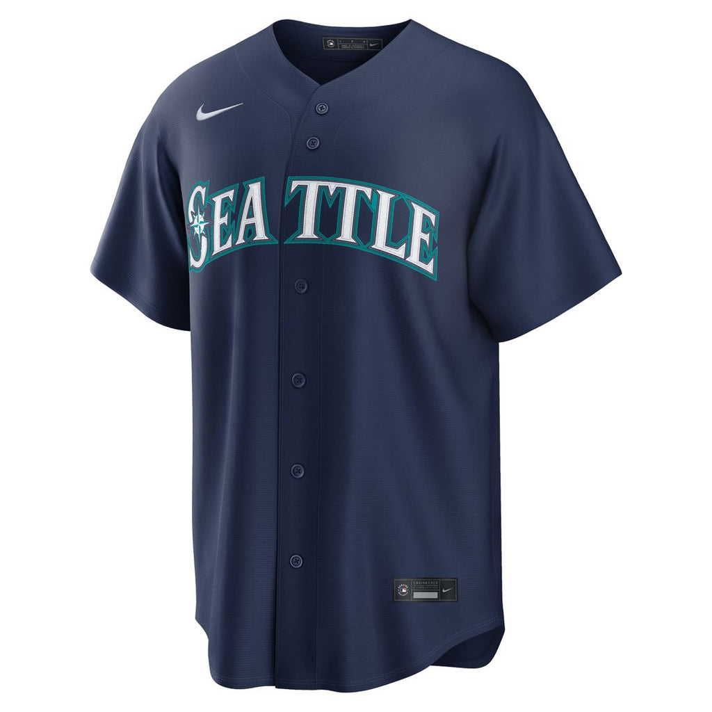 Men's Seattle Mariners Navy Road Replica MLB Baseball Jersey - view 2