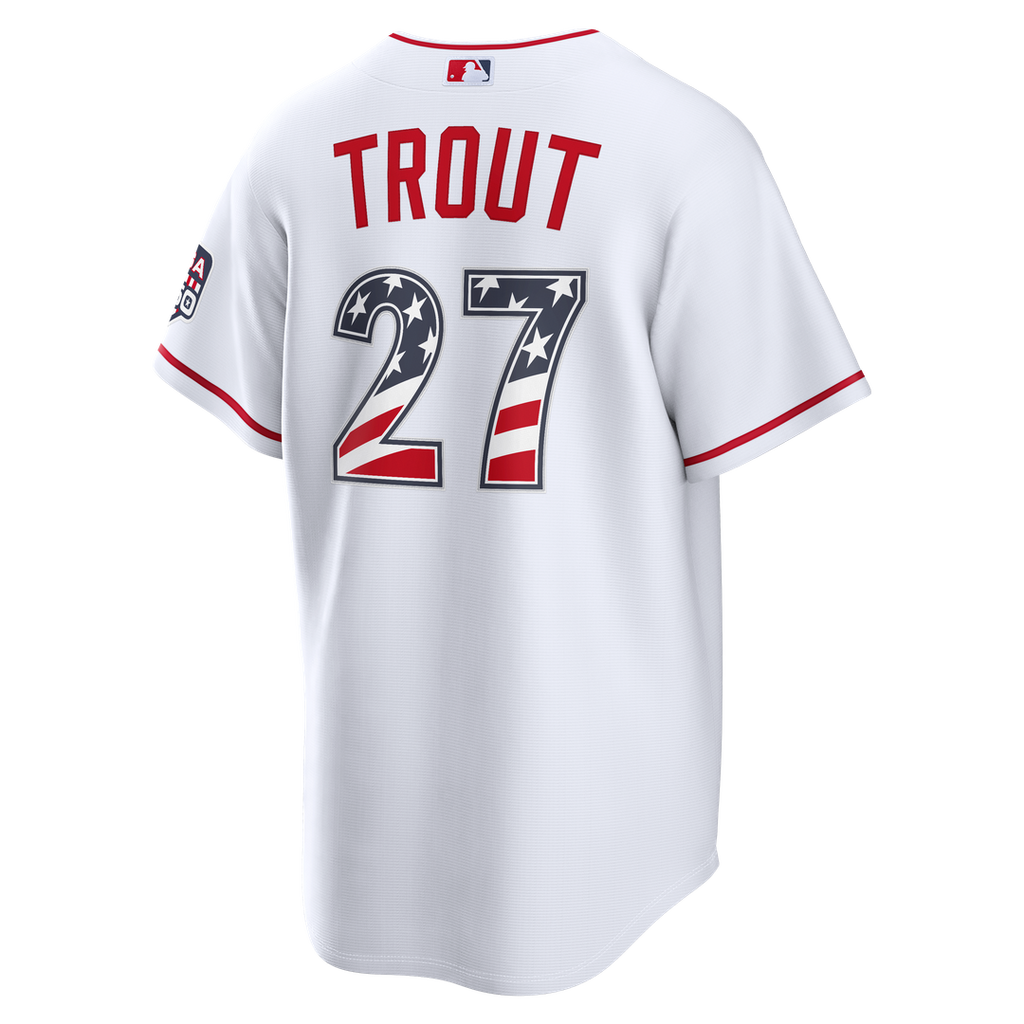 Men's Fourth of July Men's Los Angeles Angels Mike Trout White USA 250 Stadium MLB Baseball Jersey - view 3