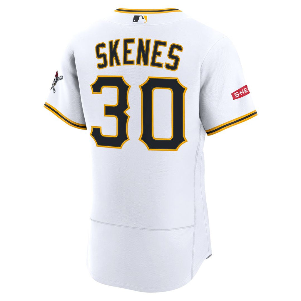 Men's Pittsburgh Pirates Paul Skenes White Home Sponsor Patch MLB Baseball Jersey - view 3