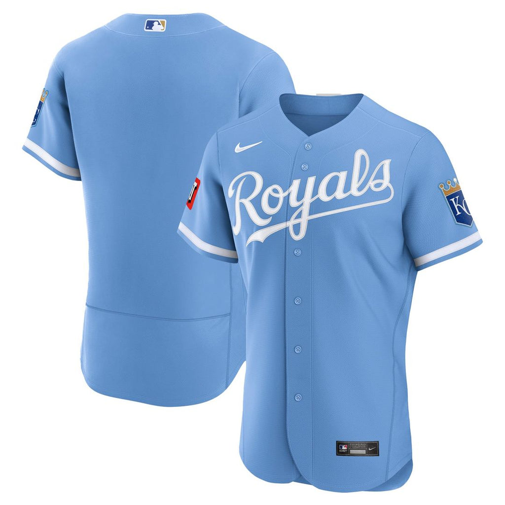 Men's Kansas City Royals Light Blue Alternate Sponsor Patch MLB Baseball Jersey - view 1