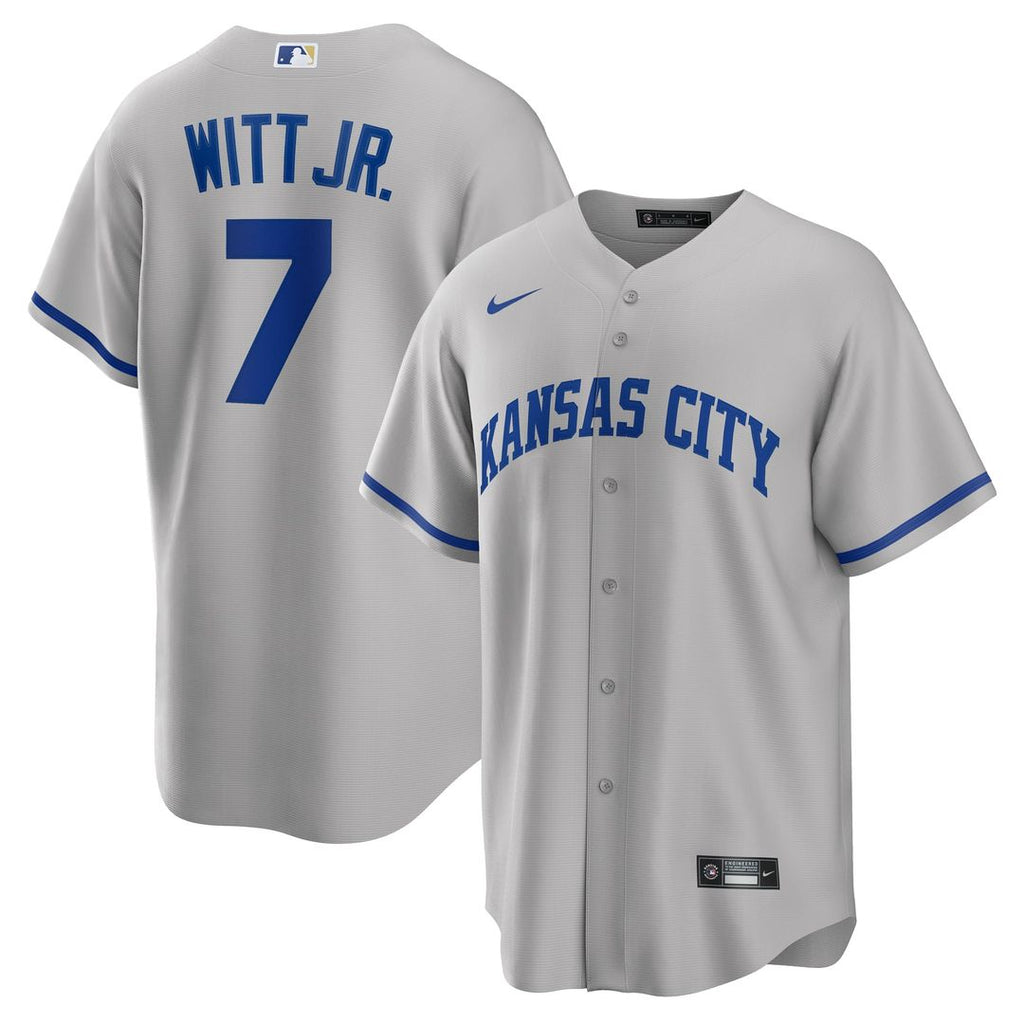Men's Kansas City Royals Bobby Witt Jr. Gray Road Replica MLB Baseball Jersey - view 1