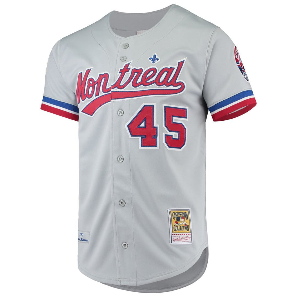 Men's Montreal Expos Pedro Martinez Gray Cooperstown Collection MLB Baseball Jersey - view 2