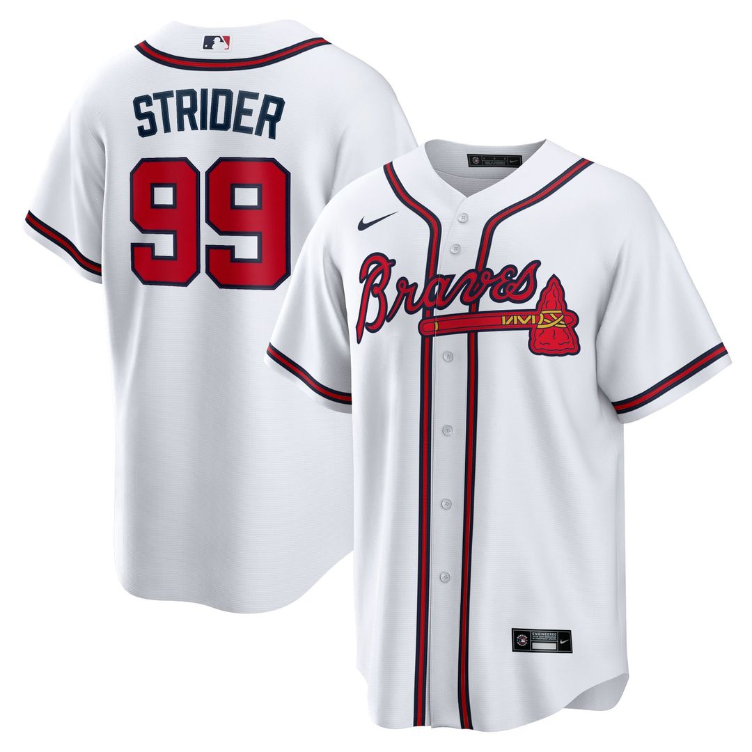 Men's Atlanta Braves Spencer Strider White Replica MLB Baseball Jersey - view 1