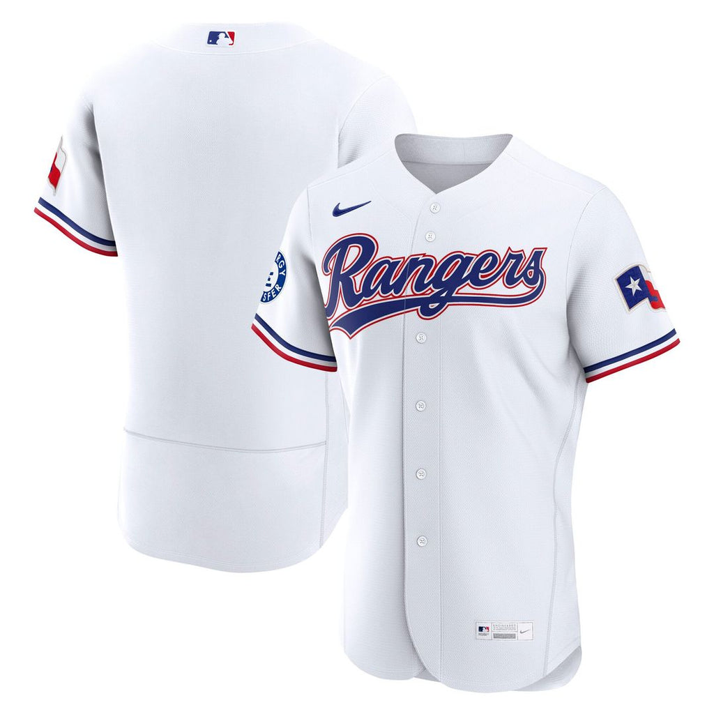 Men's Texas Rangers White Home Sponsor Patch MLB Baseball Jersey - view 4