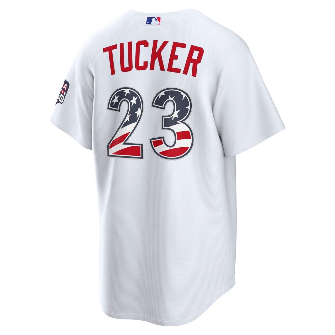 Men's Fourth of July Men's Los Angeles Dodgers Kyle Tucker White USA 250 Stadium MLB Baseball Jersey - view 3