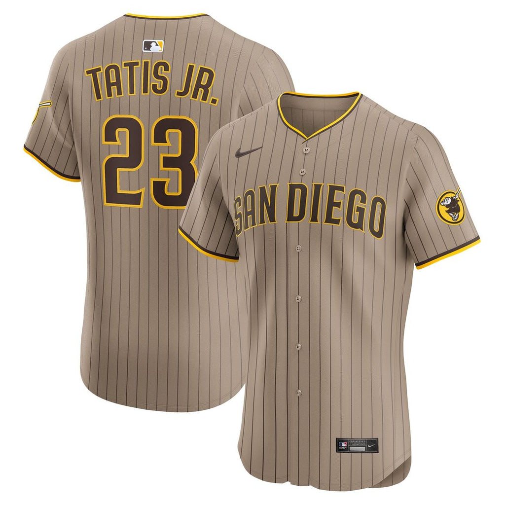 Men's San Diego Padres Fernando Tatis Jr. Khaki Sand Elite MLB Baseball Jersey - view 1