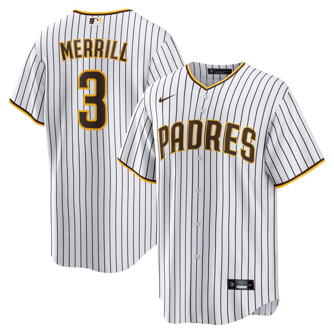 Men's San Diego Padres Jackson Merrill White Home Replica MLB Baseball Jersey - view 1