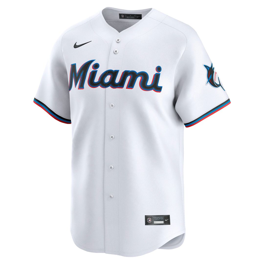 Men's Miami Marlins White Home Replica MLB Baseball Jersey - view 6