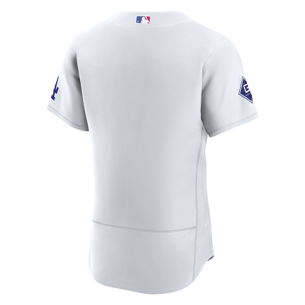 Men's Los Angeles Dodgers White Home Sponsor Patch MLB Baseball Jersey - view 3
