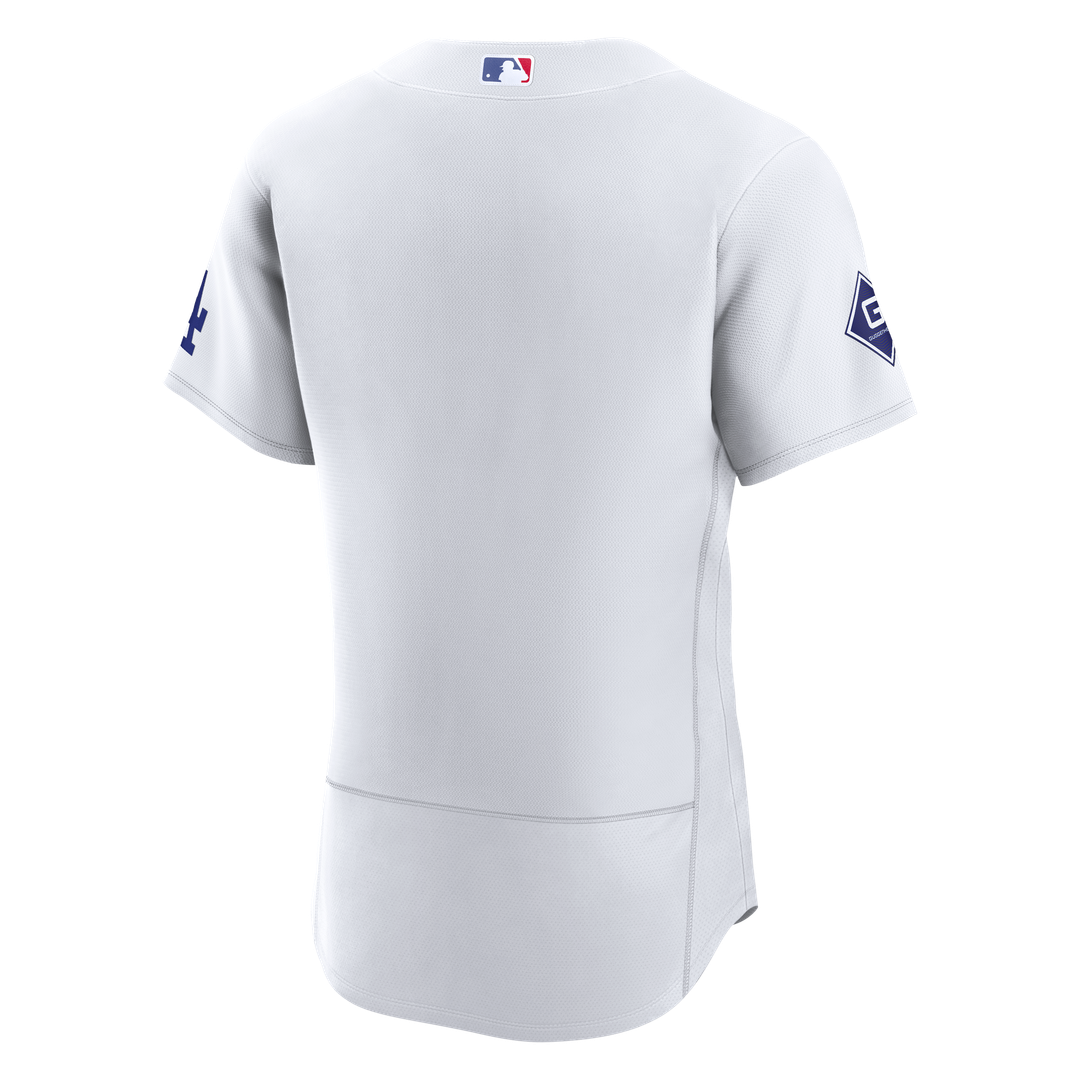 Men's Los Angeles Dodgers White Home Sponsor Patch MLB Baseball Jersey - view 3