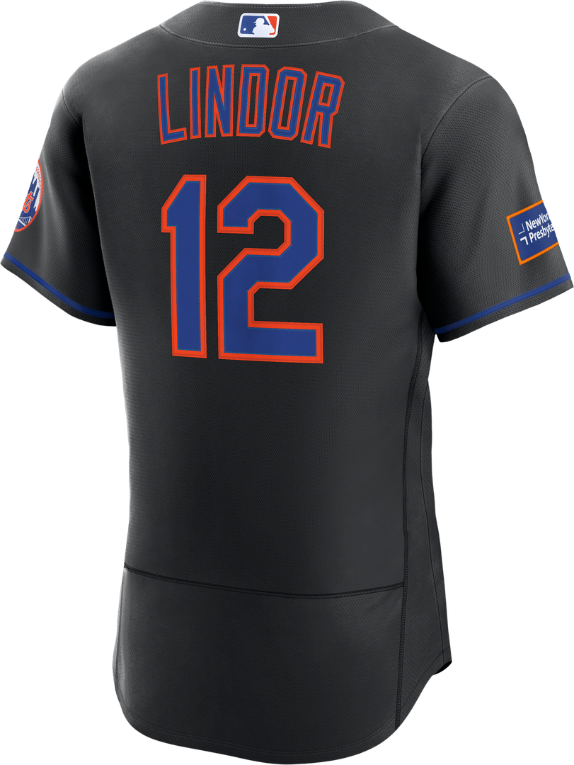 Men's New York Mets Francisco Lindor Black Alternate Sponsor Patch MLB Baseball Jersey - view 3