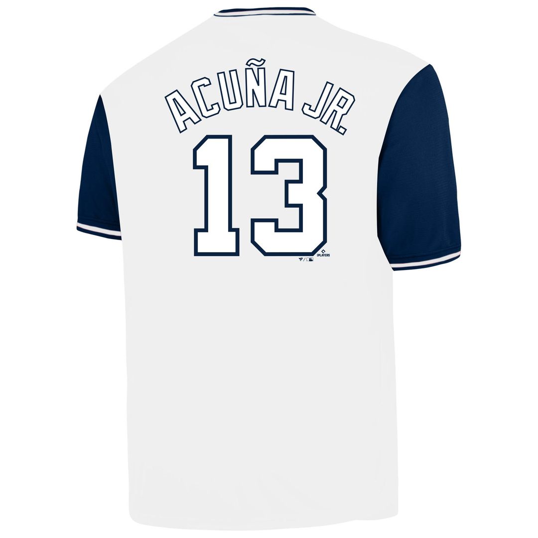 Men's Atlanta Braves Ronald Acuña Jr. White Big & Tall Name & Number MLB Baseball Jersey - view 3