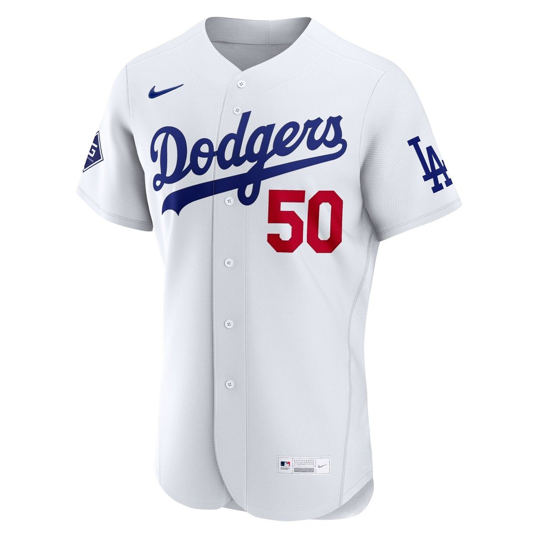 Men's Los Angeles Dodgers Mookie Betts White Home Sponsor Patch MLB Baseball Jersey - view 2