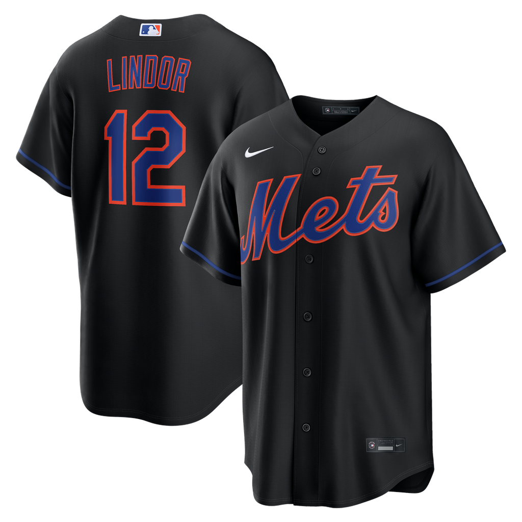 Men's New York Mets Francisco Lindor Black Alternate Replica MLB Baseball Jersey - view 1