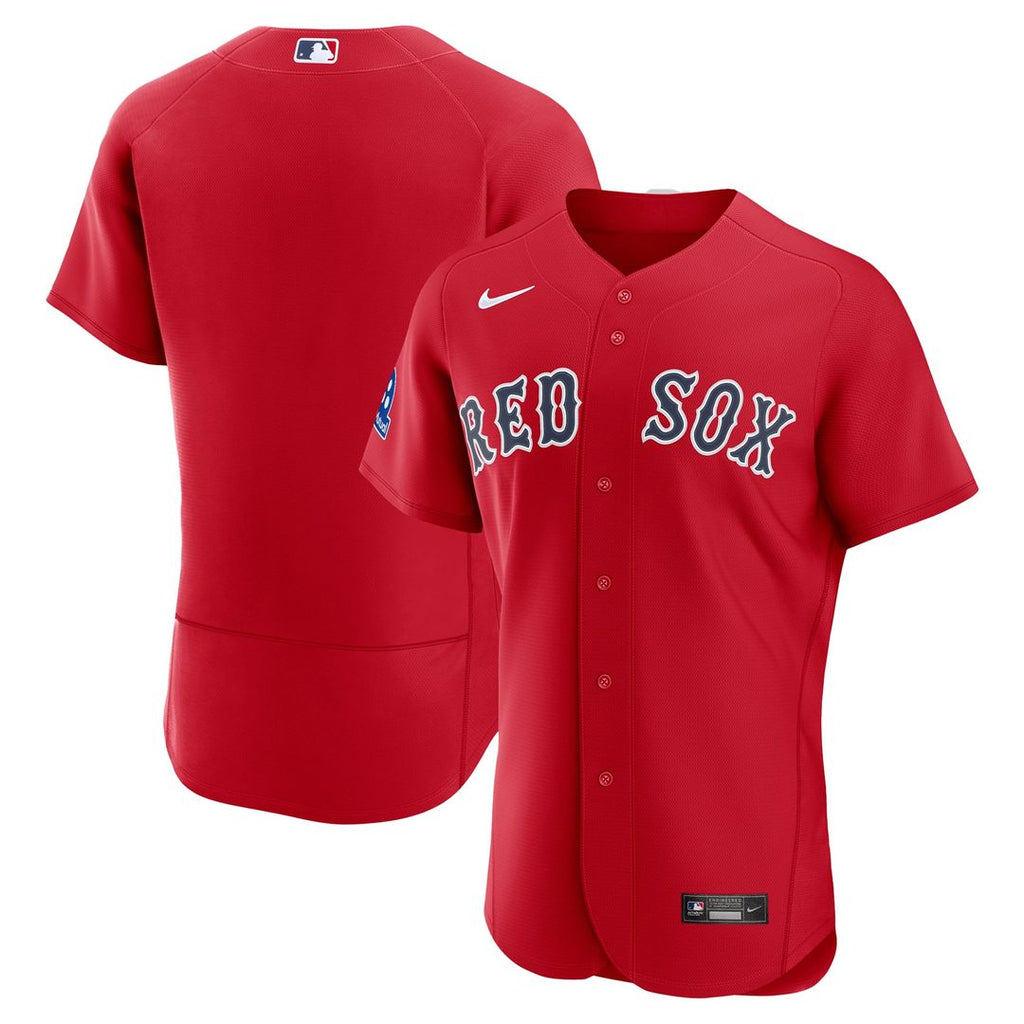 Men's Boston Red Sox Red Alternate Sponsor Patch MLB Baseball Jersey - view 1