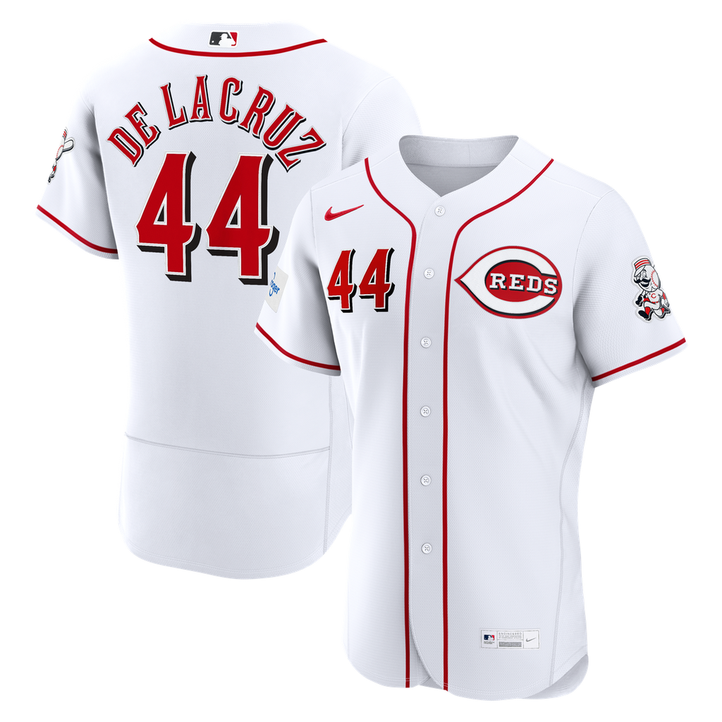 Men's Cincinnati Reds Elly De La Cruz White Home Sponsor Patch MLB Baseball Jersey - view 4