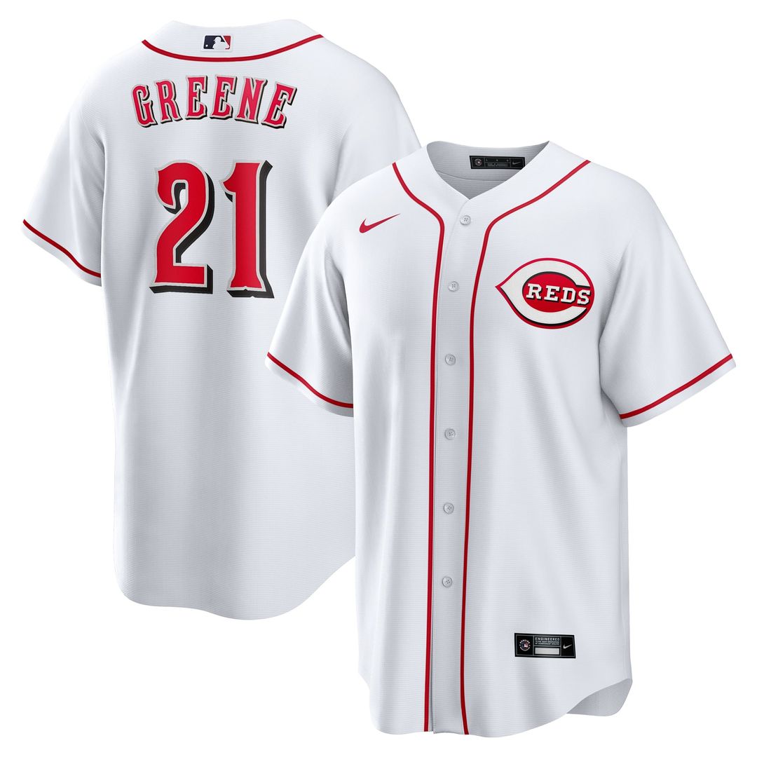 Men's Cincinnati Reds Hunter Greene White Home Replica MLB Baseball Jersey - view 1