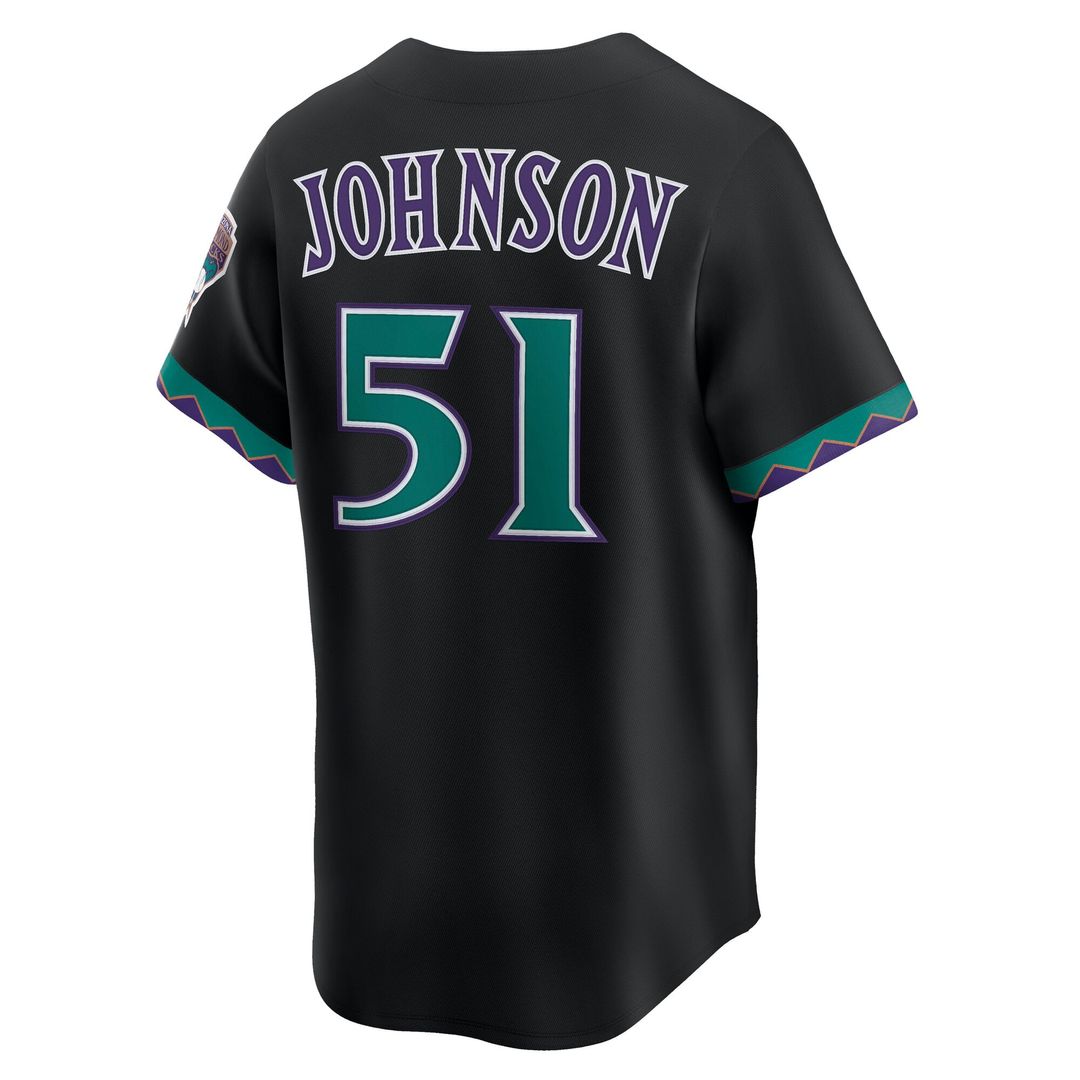 Men's Arizona Diamondbacks Randy Johnson Black Throwback Cooperstown Collection Limited MLB Baseball Jersey - view 3