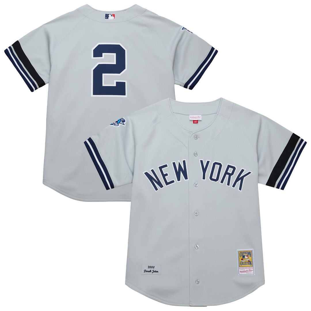 Men's New York Yankees Derek Jeter Gray Cooperstown Collection 2000 World Series MLB Baseball Jersey - view 1