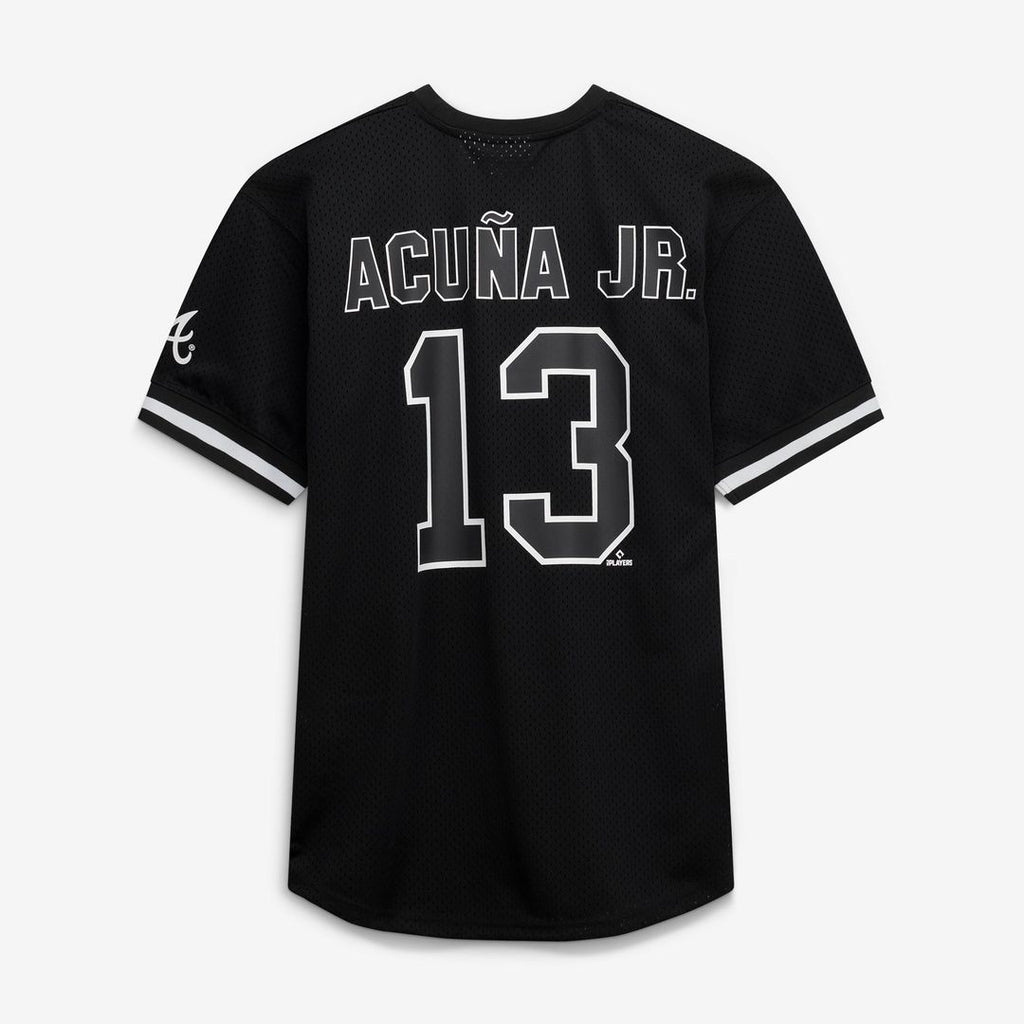 Men's Atlanta Braves Ronald Acuña Jr. Black/White Big & Tall Heavyweight Mesh MLB Baseball Jersey - view 3