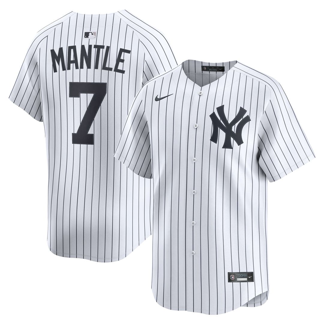 Men's New York Yankees Mickey Mantle White Home Limited MLB Baseball Jersey - view 1