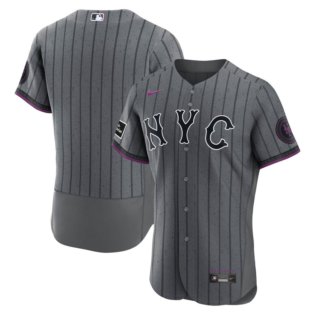 Men's New York Mets Gray City Connect Sponsor Patch MLB Baseball Jersey - view 1