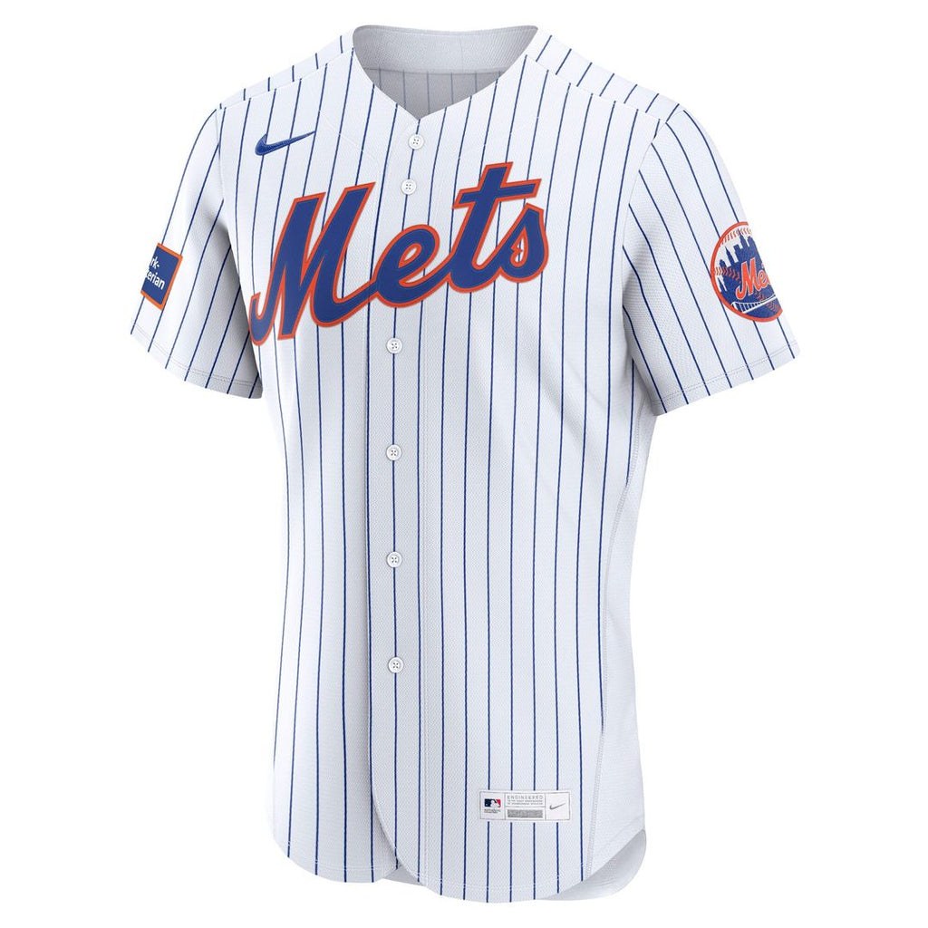Men's New York Mets White Home Sponsor Patch MLB Baseball Jersey - view 5