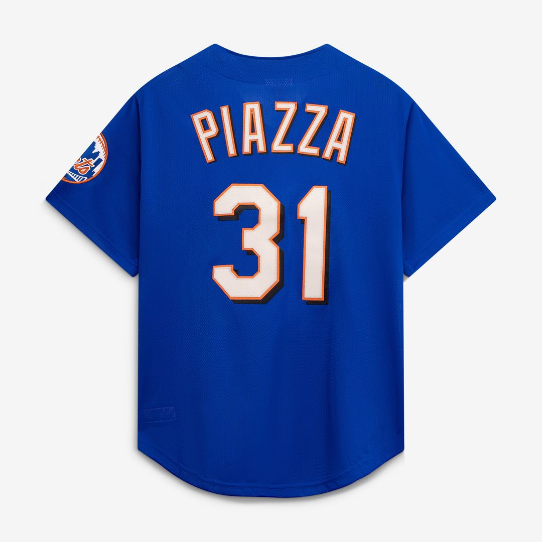 Men's New York Mets Mike Piazza Royal Cooperstown Collection Mesh Batting Practice Button-Up MLB Baseball Jersey - view 3