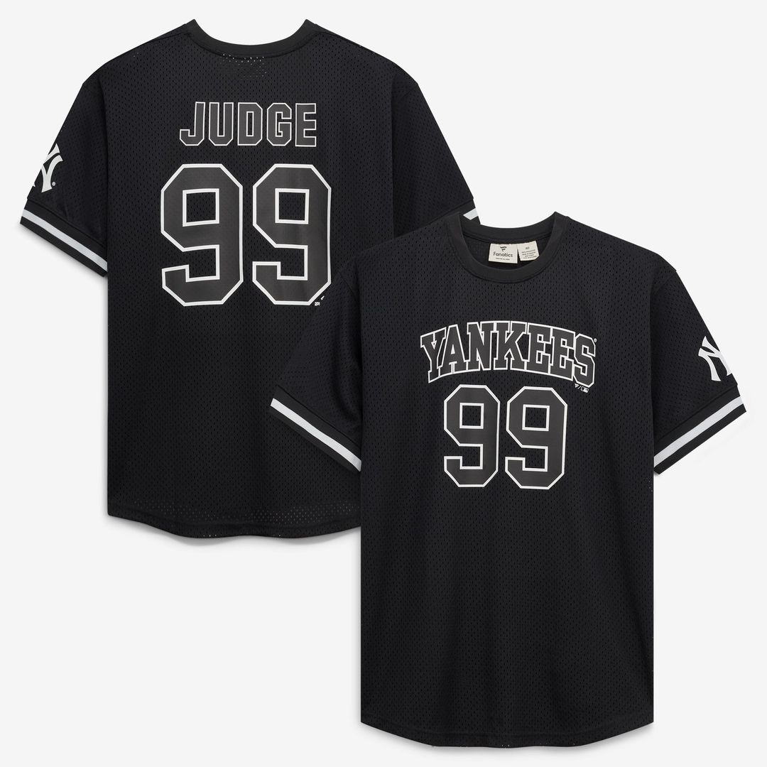Men's New York Yankees Aaron Judge Black/White Big & Tall Heavyweight Mesh MLB Baseball Jersey - view 1