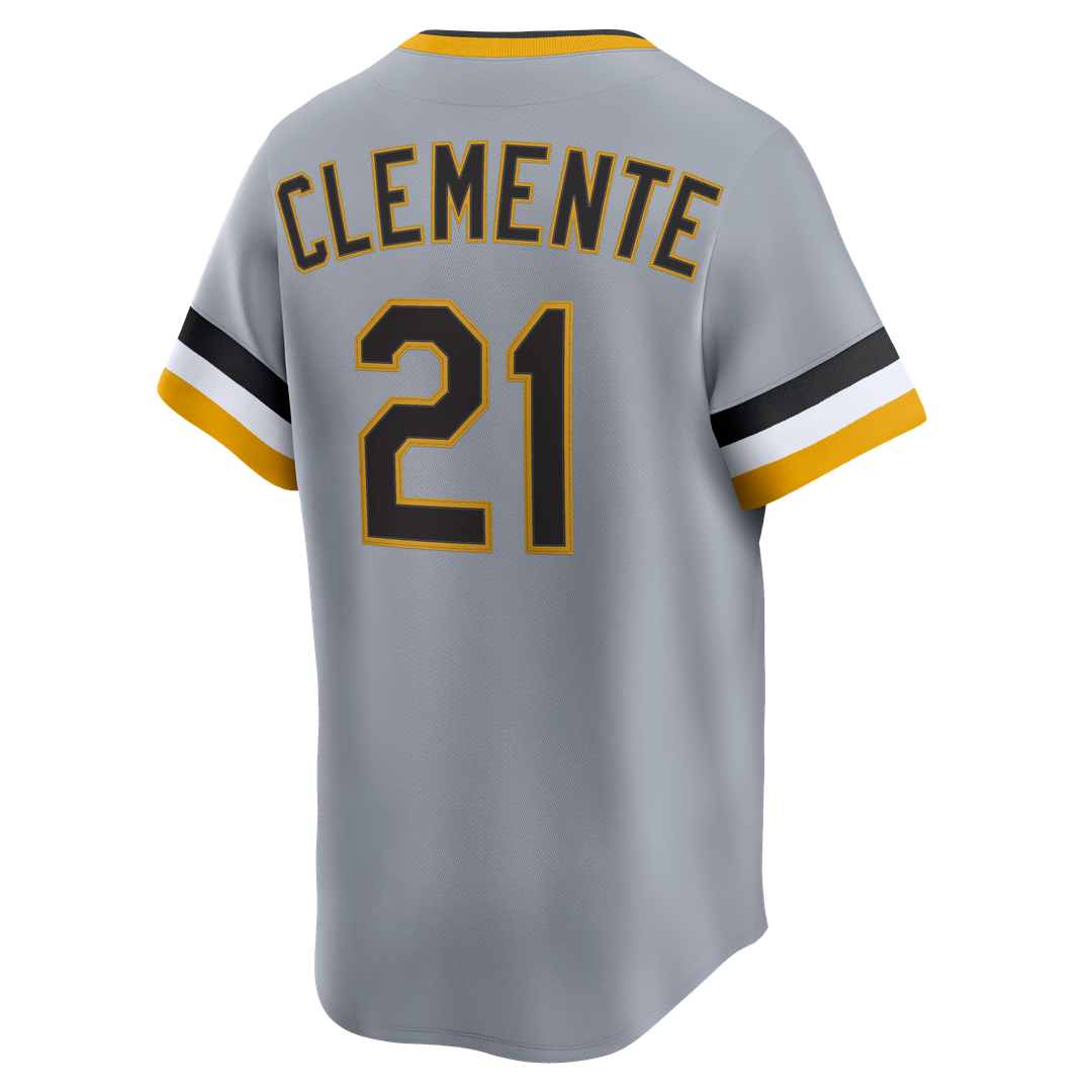 Men's Pittsburgh Pirates Roberto Clemente Gray Throwback Cooperstown Collection Limited MLB Baseball Jersey - view 4