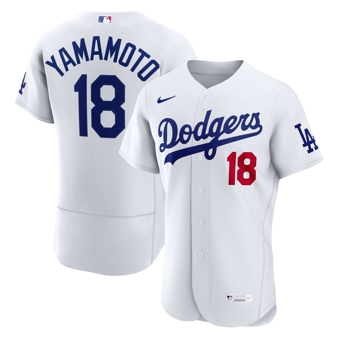Men's Los Angeles Dodgers Yoshinobu Yamamoto White Home MLB Baseball Jersey - view 1