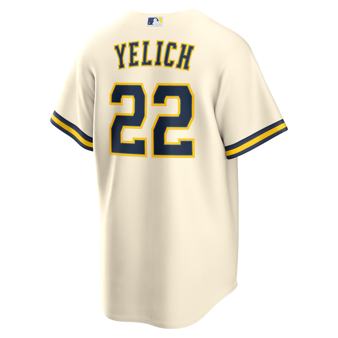Men's Milwaukee Brewers Christian Yelich Cream Home Replica MLB Baseball Jersey - view 3