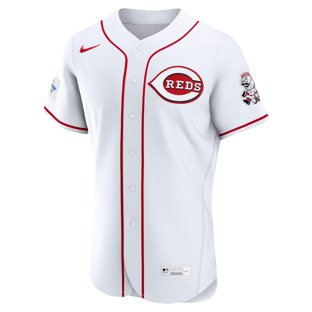 Men's Cincinnati Reds White Home Sponsor Patch MLB Baseball Jersey - view 2