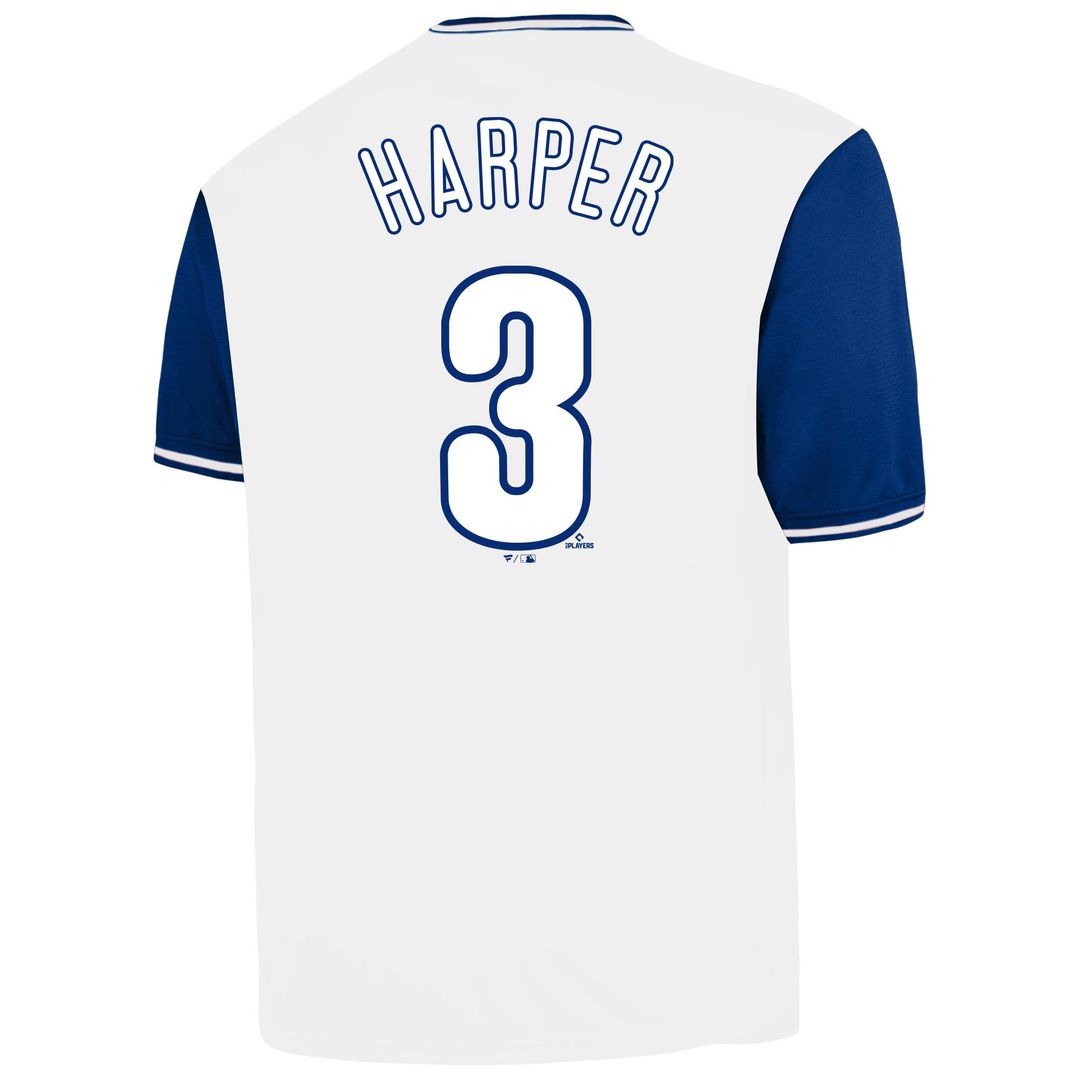 Men's Philadelphia Phillies Bryce Harper White Big & Tall Name & Number MLB Baseball Jersey - view 3