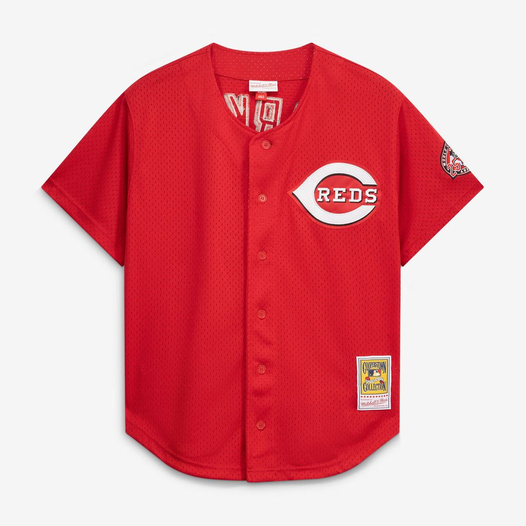 Men's Cincinnati Reds Barry Larkin Red Throwback Cooperstown Mesh Batting Practice MLB Baseball Jersey - view 10