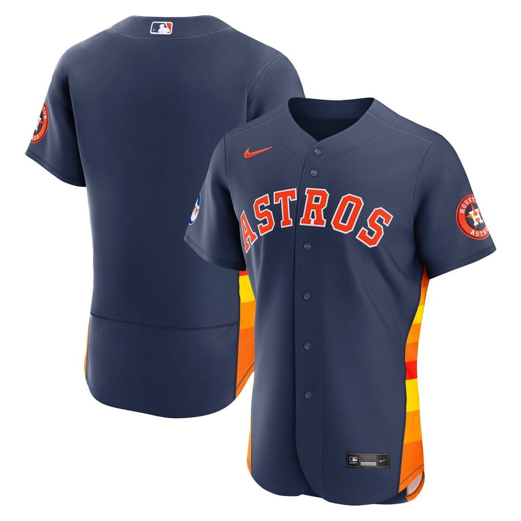 Men's Houston Astros Navy Alternate Sponsor Patch MLB Baseball Jersey - view 1
