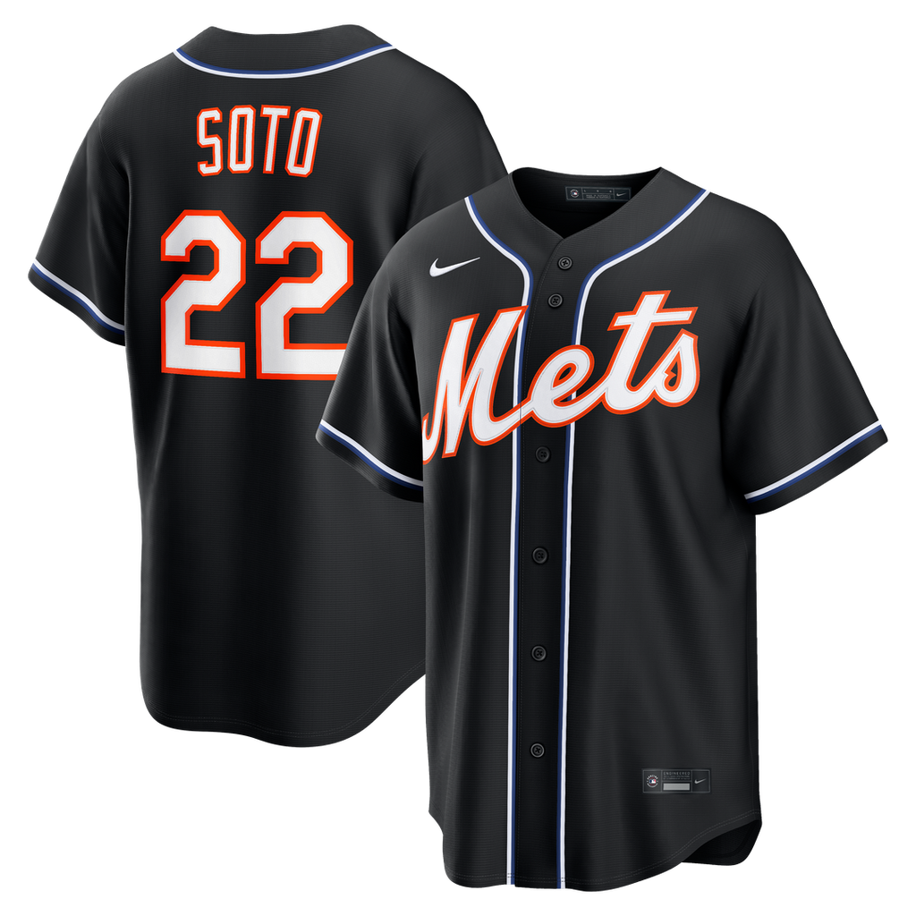 Men's New York Mets Juan Soto Fashion Replica Black Out MLB Baseball Jersey - view 1