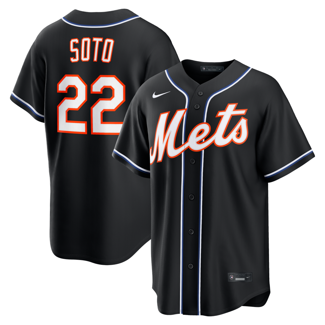 Men's New York Mets Juan Soto Fashion Replica Black Out MLB Baseball Jersey - view 1