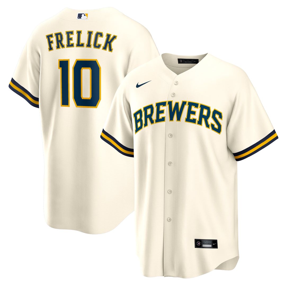 Men's Milwaukee Brewers Sal Frelick Cream Home Replica MLB Baseball Jersey - view 1
