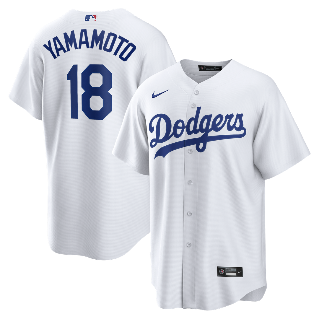 Men's Los Angeles Dodgers Yoshinobu Yamamoto White Home Replica MLB Baseball Jersey - view 1