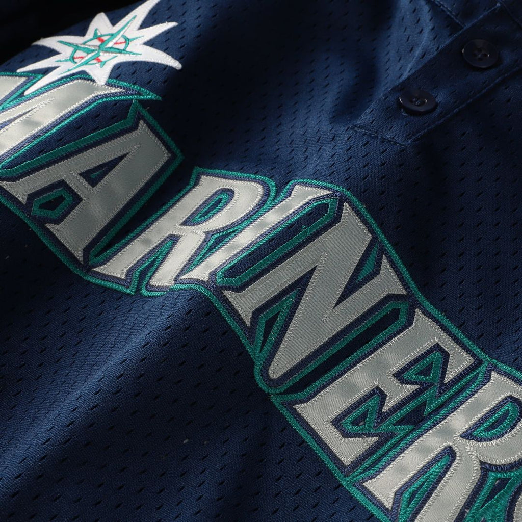 Men's Seattle Mariners Navy Big & Tall Cooperstown Collection Mesh Batting Practice MLB Baseball Jersey - view 4