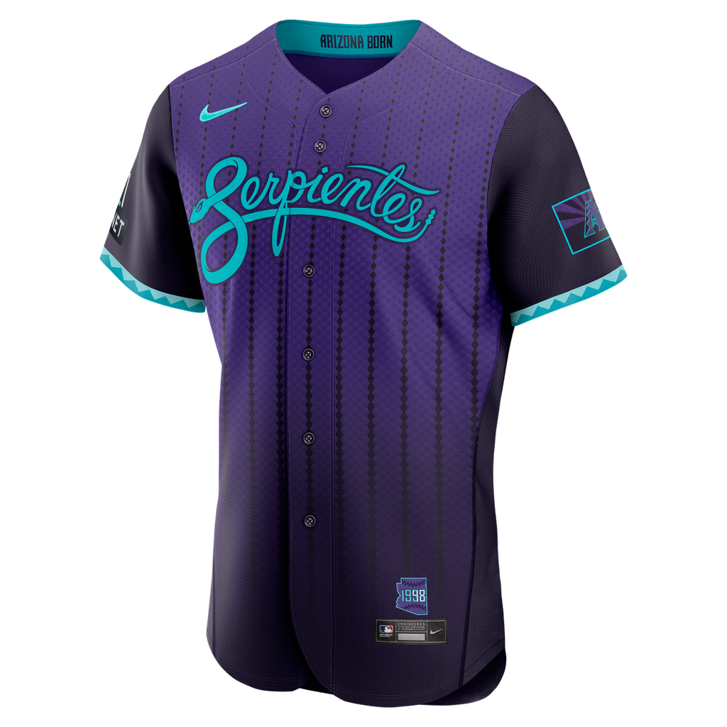 Men's Arizona Diamondbacks Purple City Connect Sponsor Patch MLB Baseball Jersey - view 2
