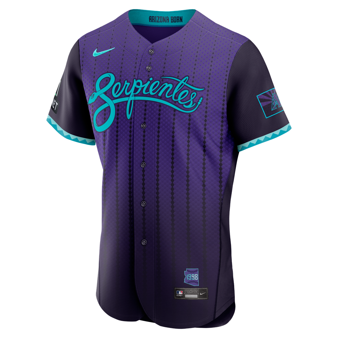 Men's Arizona Diamondbacks Purple City Connect Sponsor Patch MLB Baseball Jersey - view 2