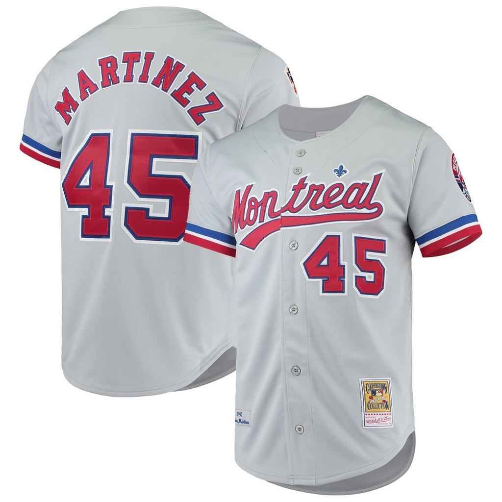 Men's Montreal Expos Pedro Martinez Gray Cooperstown Collection MLB Baseball Jersey - view 1