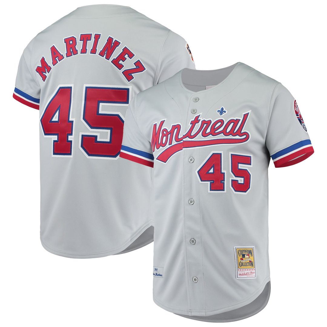 Men's Montreal Expos Pedro Martinez Gray Cooperstown Collection MLB Baseball Jersey - view 1