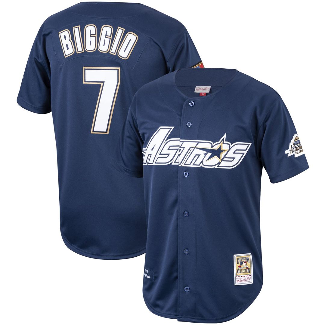 Men's Houston Astros Craig Biggio Navy Cooperstown Collection 1994 MLB Baseball Jersey - view 1