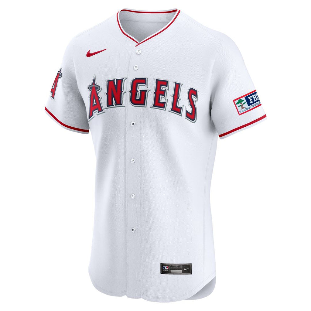 Men's Los Angeles Angels White Home Elite Patch MLB Baseball Jersey - view 2